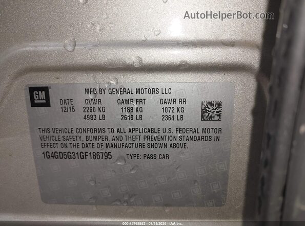 1G4GD5G31GF186795 2016 BUICK LACROSSE Gold Vista del compartimento del motor