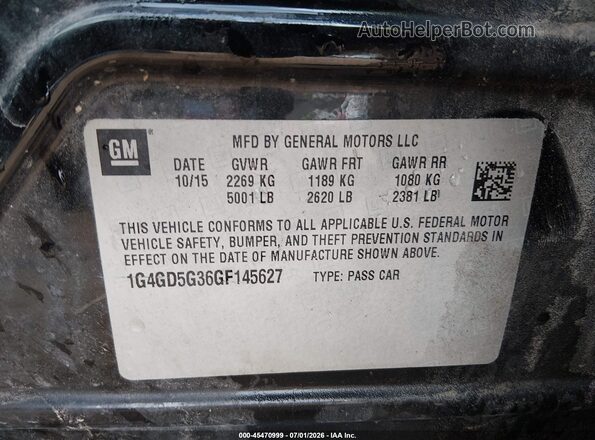 1G4GD5G36GF145627 2016 BUICK LACROSSE Black Engine compartment view