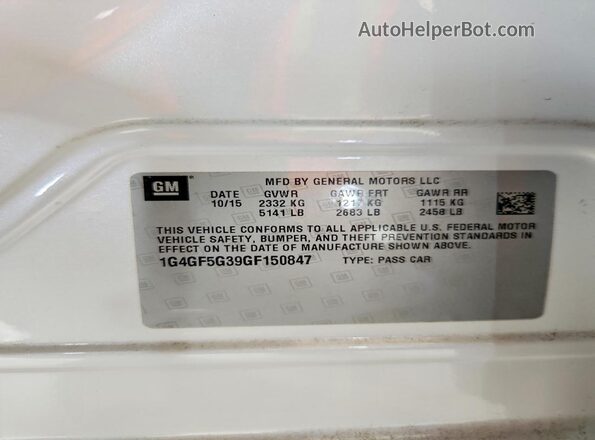 1G4GF5G39GF150847 2016 BUICK LACROSSE White Vista del compartimento del motor