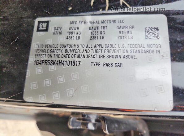 1G4PR5SK4H4101817 2017 BUICK VERANO Black Vista del compartimento del motor
