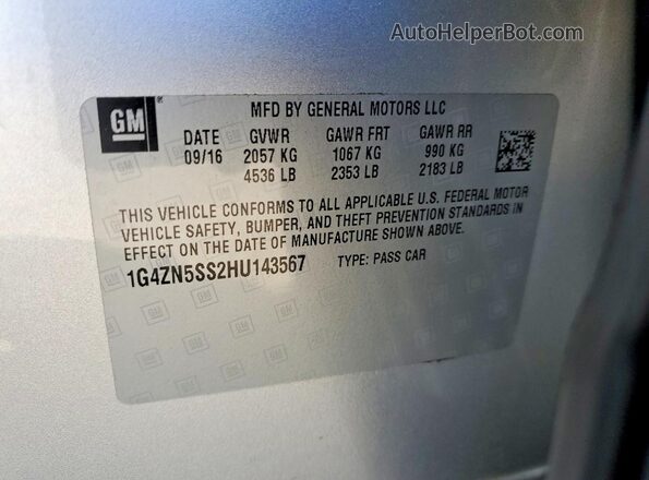 1G4ZN5SS2HU143567 2017 BUICK LACROSSE Silver Engine compartment view