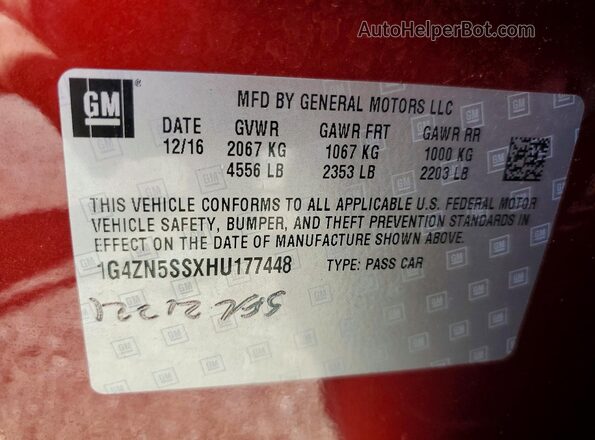 1G4ZN5SSXHU177448 2017 BUICK LACROSSE Red Շարժիչի բաժամունքի տեսք