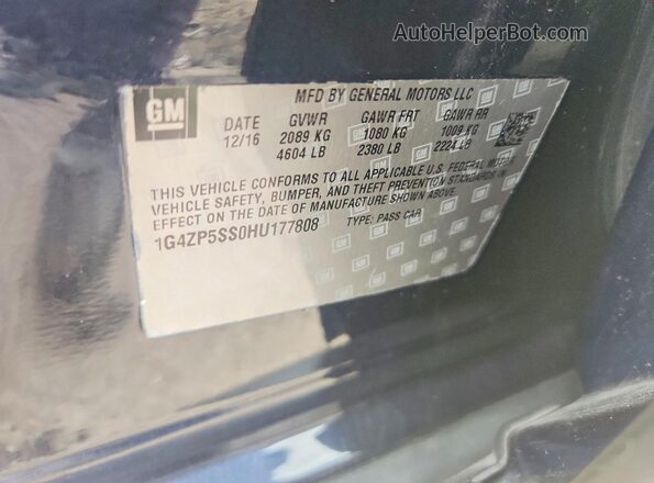 1G4ZP5SS0HU177808 2017 BUICK LACROSSE Blue Вид підкапотного простору