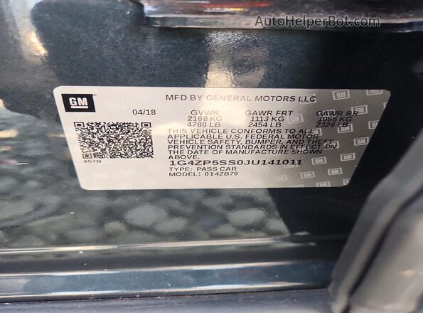 1G4ZP5SS0JU141011 2018 BUICK LACROSSE Gray Widok komory silnika