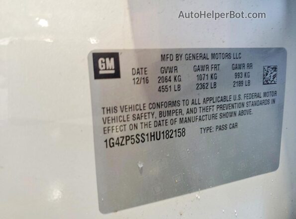1G4ZP5SS1HU182158 2017 BUICK LACROSSE White Vista del compartimento del motor