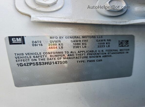 1G4ZP5SS3HU147508 2017 BUICK LACROSSE White Շարժիչի բաժամունքի տեսք