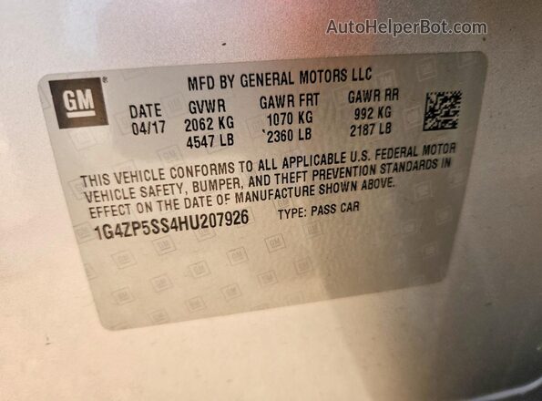 1G4ZP5SS4HU207926 2017 BUICK LACROSSE Серебряный Вид подкапотного пространства