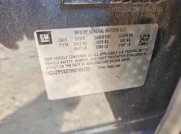 1G4ZP5SS7HU169785 2017 BUICK LACROSSE Black VIN sticker view