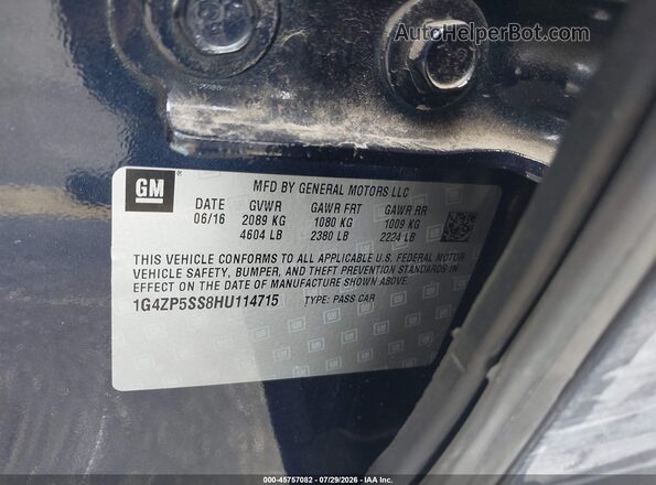 1G4ZP5SS8HU114715 2017 BUICK LACROSSE Blue Շարժիչի բաժամունքի տեսք