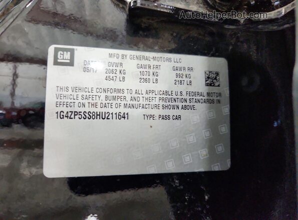 1G4ZP5SS8HU211641 2017 BUICK LACROSSE Black Widok naklejki z numerem VIN
