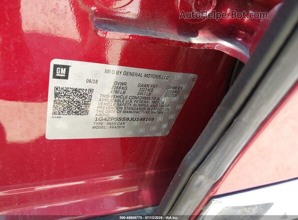 1G4ZP5SS9JU149169 2018 BUICK LACROSSE Красный Вид подкапотного пространства