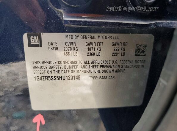 1G4ZR5SS5HU129148 2017 BUICK LACROSSE Blue Engine compartment view