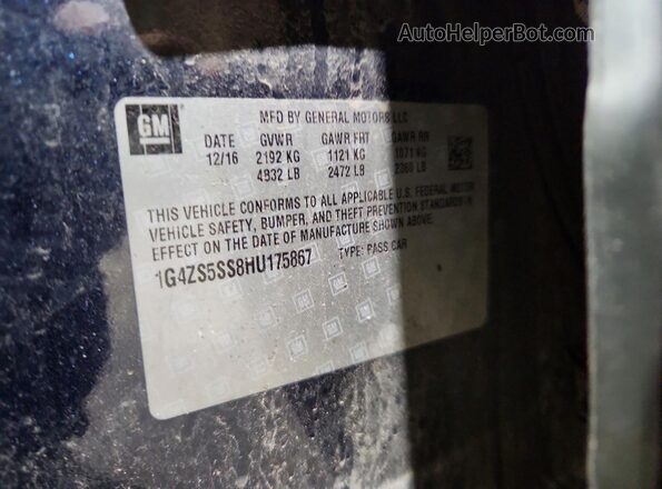 1G4ZS5SS8HU175867 2017 BUICK LACROSSE Blue Вид підкапотного простору