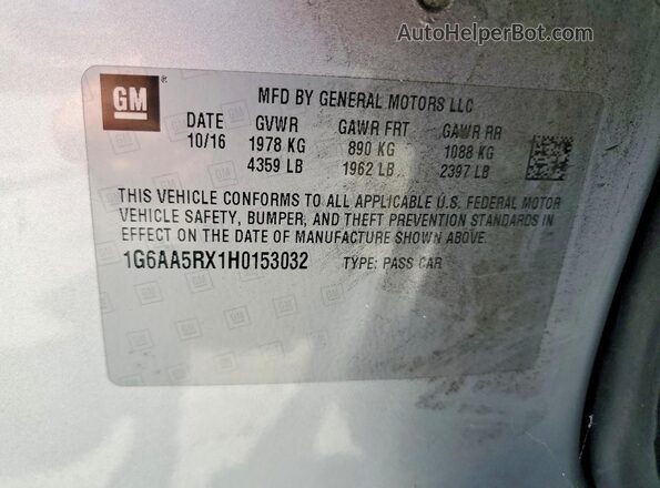 1G6AA5RX1H0153032 2017 CADILLAC ATS Серебряный Вид подкапотного пространства