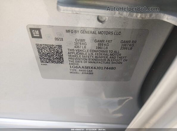 1G6AA5RX4J0174480 2018 CADILLAC ATS Серебряный Вид подкапотного пространства