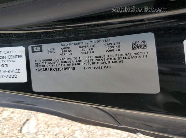 1G6AB1RX1J0109060 2018 CADILLAC ATS Black Շարժիչի բաժամունքի տեսք