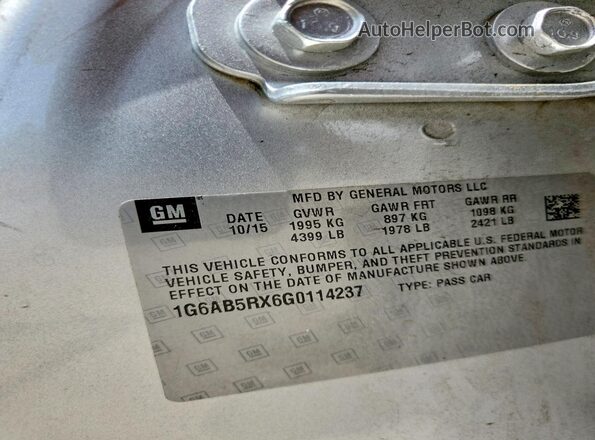 1G6AB5RX6G0114237 2016 CADILLAC ATS Silver Շարժիչի բաժամունքի տեսք