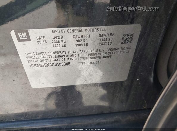 1G6AB5SX0G0100845 2016 CADILLAC ATS Black Շարժիչի բաժամունքի տեսք