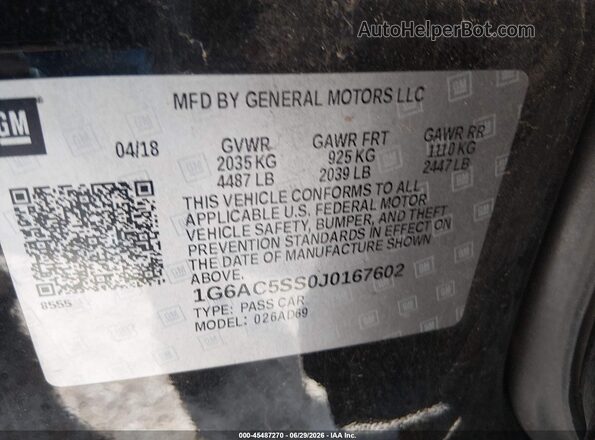 1G6AC5SS0J0167602 2018 CADILLAC ATS Black Вид підкапотного простору