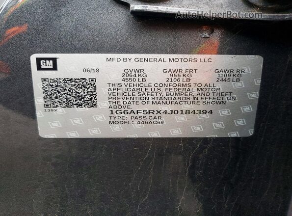 1G6AF5RX4J0184394 2018 CADILLAC ATS Gray VIN կոդի պիտակի տեսք