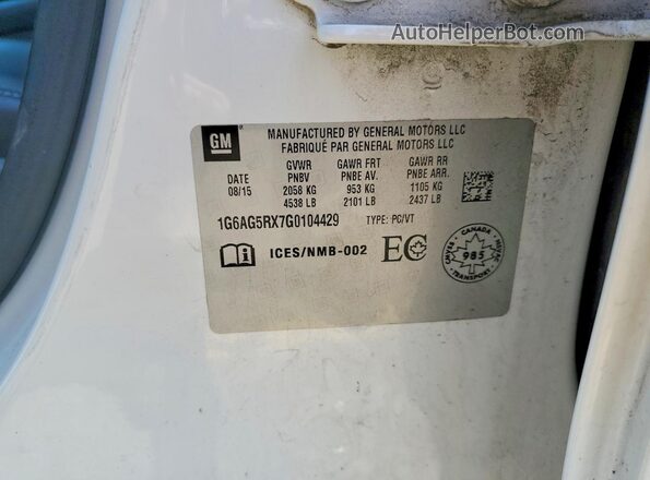 1G6AG5RX7G0104429 2016 CADILLAC ATS White Widok komory silnika