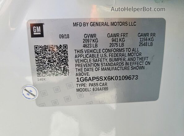 1G6AP5SX6K0109673 2019 CADILLAC CTS White Engine compartment view