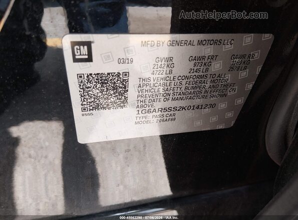 1G6AR5SS2K0141230 2019 CADILLAC CTS Черный Вид подкапотного пространства