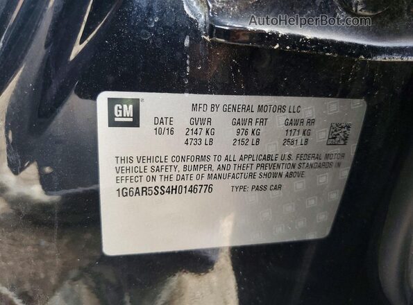 1G6AR5SS4H0146776 2017 CADILLAC CTS Black Engine compartment view