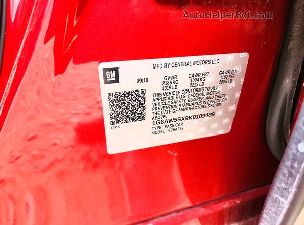 1G6AW5SX9K0109489 2019 CADILLAC CTS Burgundy Widok komory silnika
