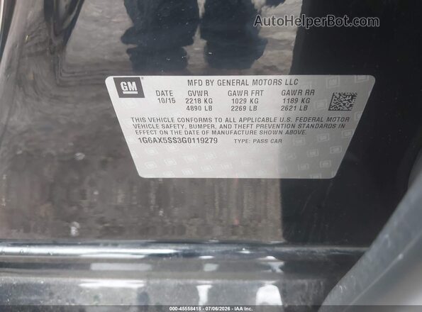 1G6AX5SS3G0119279 2016 CADILLAC CTS Черный Вид подкапотного пространства
