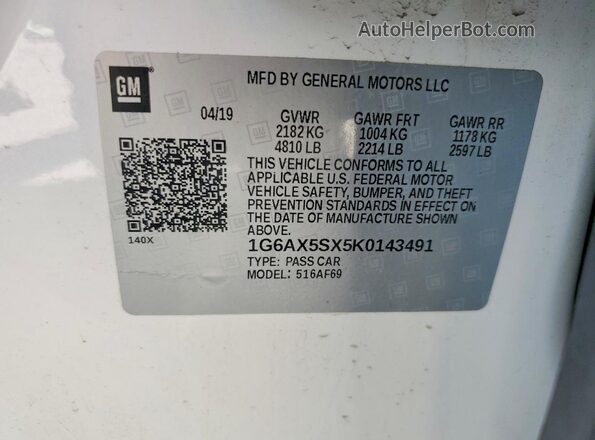 1G6AX5SX5K0143491 2019 CADILLAC CTS Белый Вид подкапотного пространства