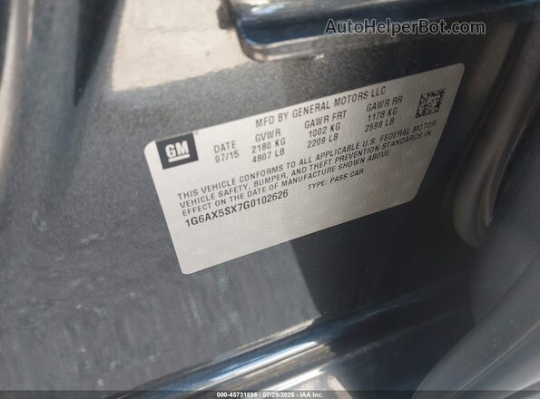 1G6AX5SX7G0102626 2016 CADILLAC CTS Gray Widok komory silnika