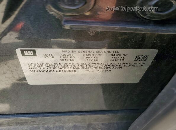1G6AX5SX9G0198050 2016 CADILLAC CTS Black Вид підкапотного простору
