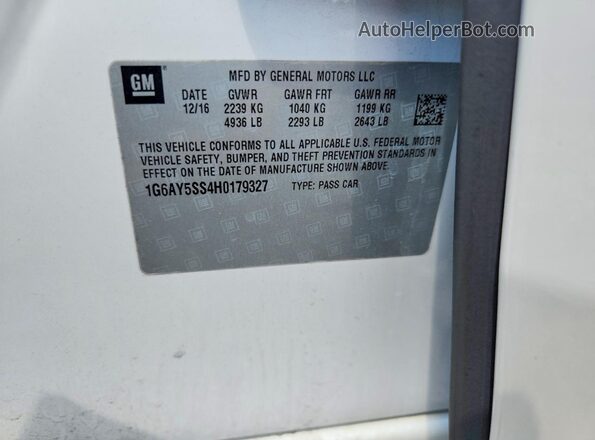 1G6AY5SS4H0179327 2017 CADILLAC CTS Белый Вид подкапотного пространства