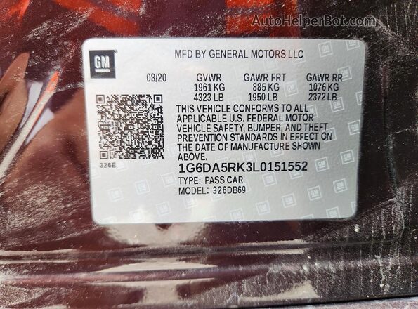 1G6DA5RK3L0151552 2020 CADILLAC CT4 Burgundy Widok komory silnika