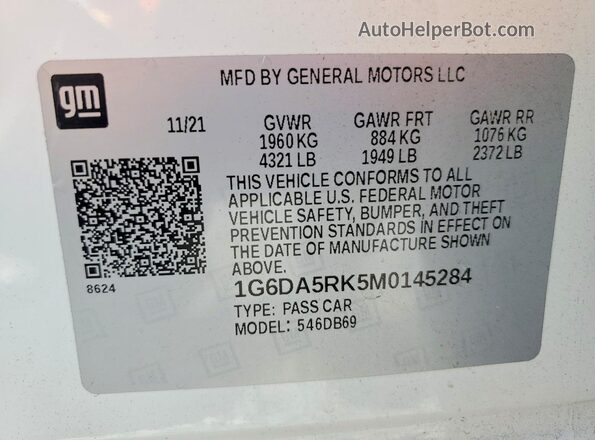 1G6DA5RK5M0145284 2021 CADILLAC CT4 Белый Вид подкапотного пространства