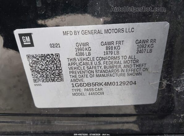 1G6DB5RK4M0129204 2021 CADILLAC CT4 Черный Вид подкапотного пространства