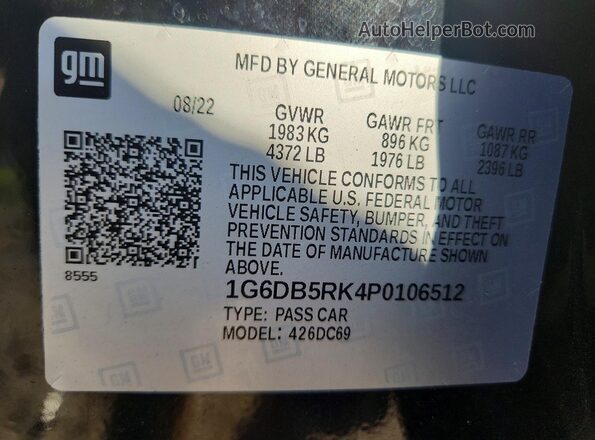 1G6DB5RK4P0106512 2023 CADILLAC CT4 Black Vista del compartimento del motor