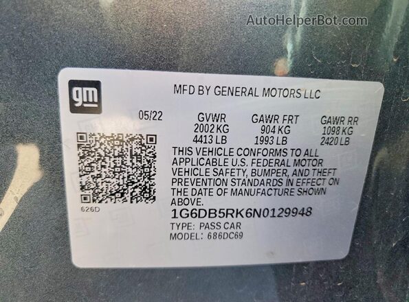 1G6DB5RK6N0129948 2022 CADILLAC CT4 Charcoal Vista del compartimento del motor