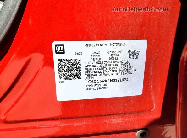 1G6DC5RK1N0121074 2022 CADILLAC CT4 Red Շարժիչի բաժամունքի տեսք