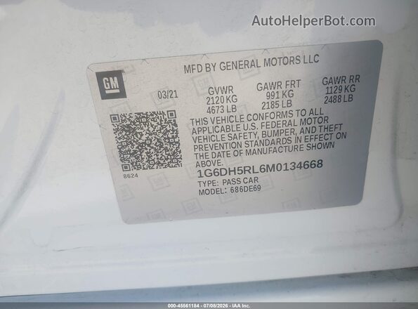 1G6DH5RL6M0134668 2021 CADILLAC CT4 Белый Вид подкапотного пространства
