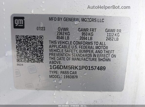 1G6DM5RK1P0157489 2023 CADILLAC CT5 White Widok komory silnika