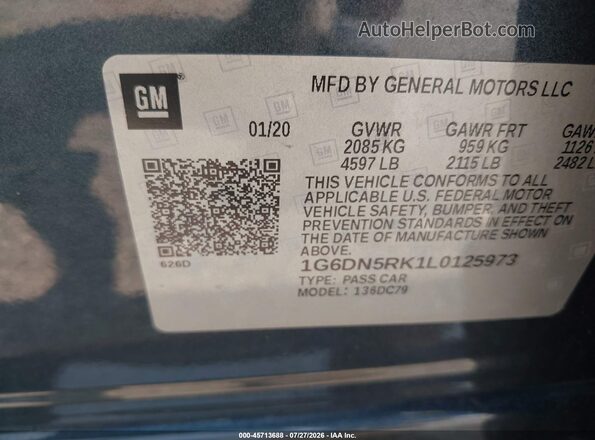 1G6DN5RK1L0125973 2020 CADILLAC CT5 Blue Vista del compartimento del motor