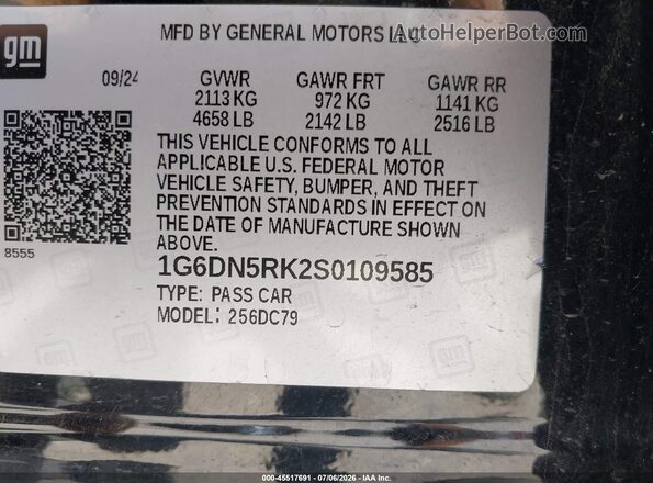 1G6DN5RK2S0109585 2025 CADILLAC CT5 Черный Вид подкапотного пространства