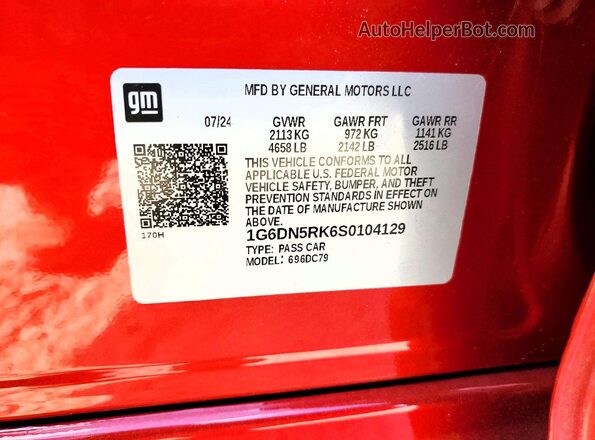 1G6DN5RK6S0104129 2025 CADILLAC CT5 Red Widok komory silnika