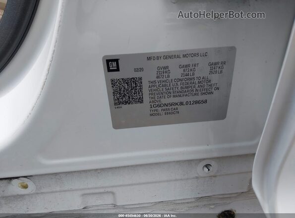 1G6DN5RK8L0128658 2020 CADILLAC CT5 White Widok komory silnika