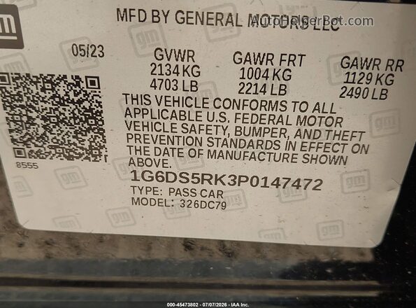 1G6DS5RK3P0147472 2023 CADILLAC CT5 Black Engine compartment view