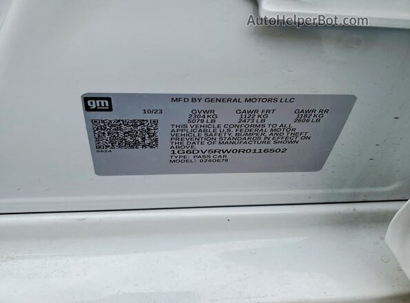 1G6DV5RW0R0116502 2024 CADILLAC CT5 White Widok komory silnika