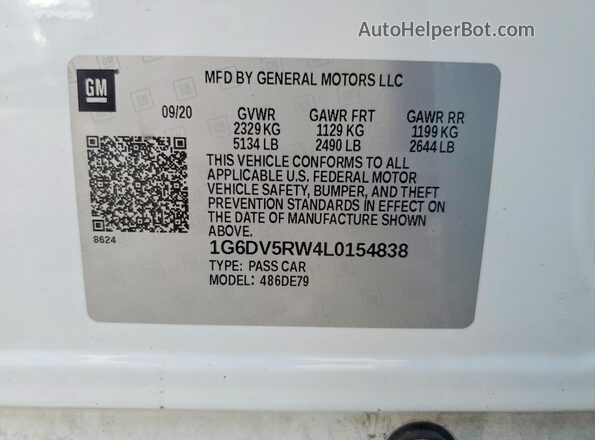 1G6DV5RW4L0154838 2020 CADILLAC CT5 White ძრავის განყოფილების ხედი