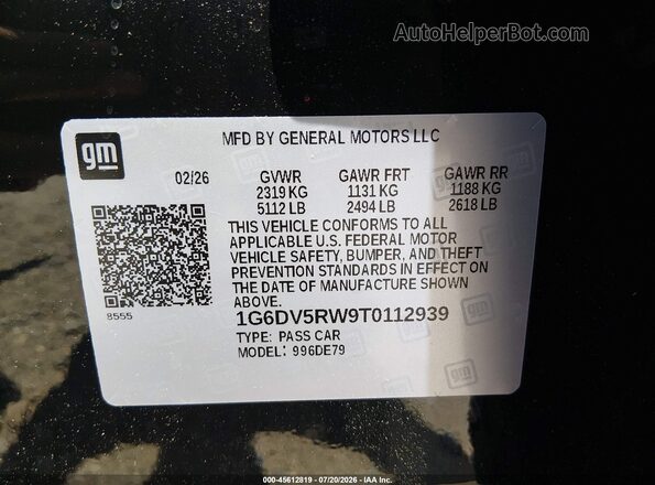 1G6DV5RW9T0112939 2026 CADILLAC CT5 Black Вид підкапотного простору